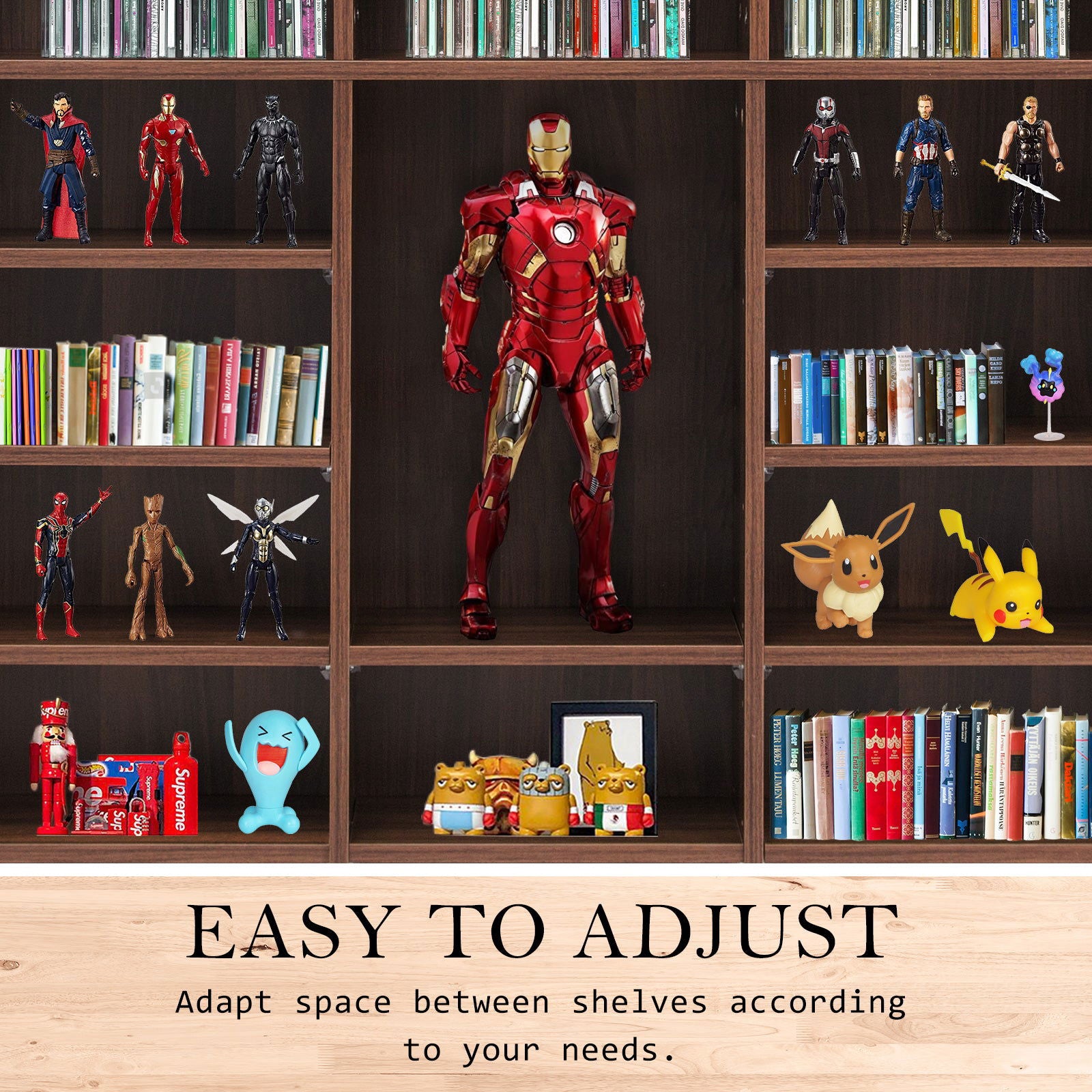 Adjustable Shelves CD DVD Bluray Media Book Storage Cupboard ESPRESSO - Cosy Abode