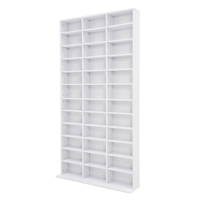 Adjustable Shelves CD DVD Bluray Media Book Storage Cupboard WHITE - Cosy Abode