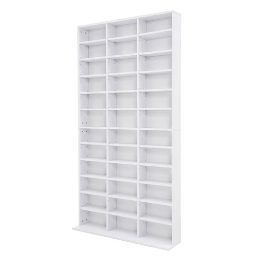 Adjustable Shelves CD DVD Bluray Media Book Storage Cupboard WHITE - Cosy Abode