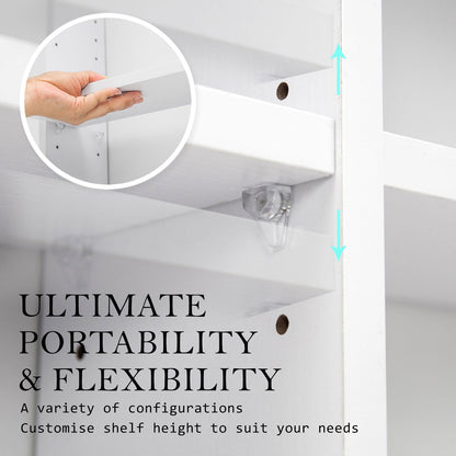 Adjustable Shelves CD DVD Bluray Media Book Storage Cupboard WHITE - Cosy Abode