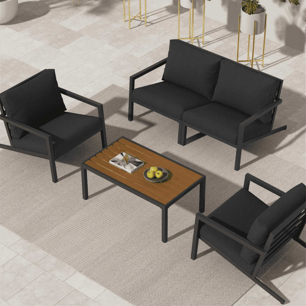 Aidan Garden Furniture Set in Slate Grey — 5 pieces - Cosy Abode