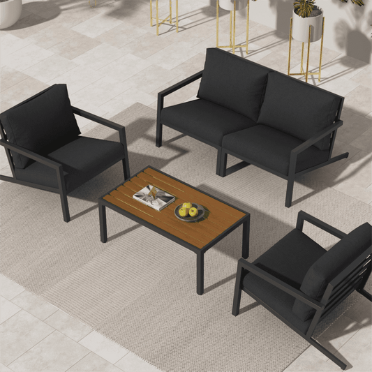 Aidan Garden Furniture Set in Slate Grey — 5 pieces - Cosy Abode
