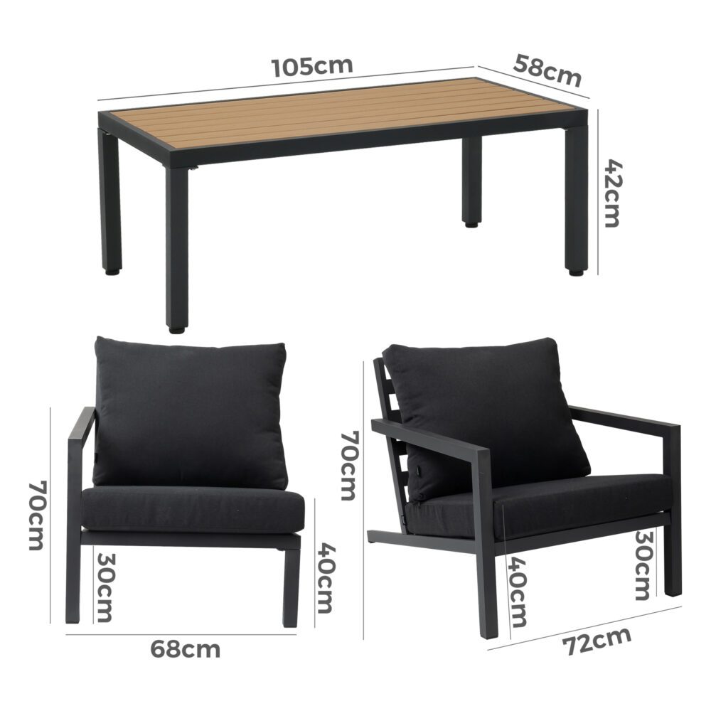 Aidan Garden Furniture Set in Slate Grey — 5 pieces - Cosy Abode