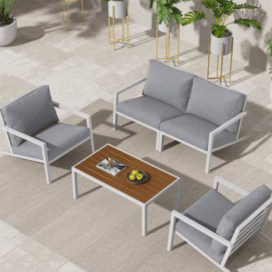 Aidan Garden Furniture Set in White — 5 pieces - Cosy Abode