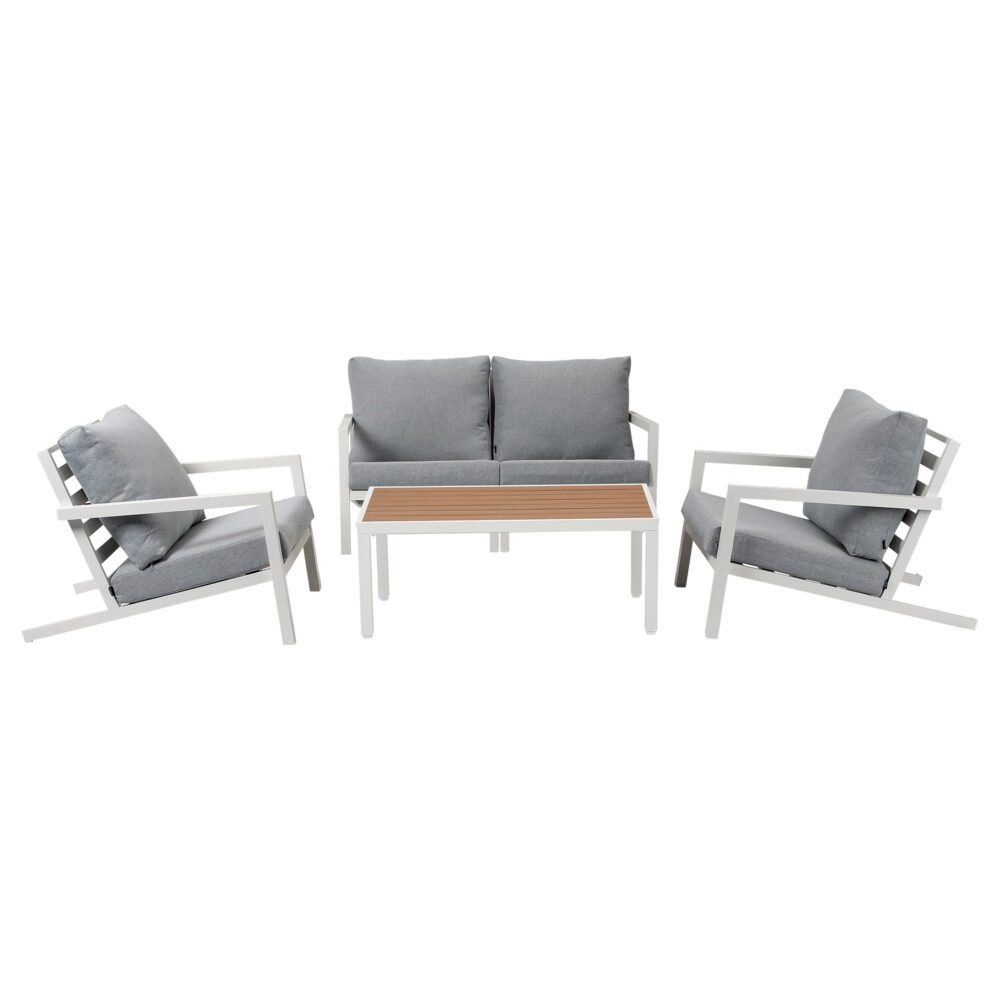 Aidan Garden Furniture Set in White — 5 pieces - Cosy Abode