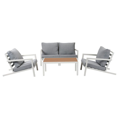 Aidan Garden Furniture Set in White — 5 pieces - Cosy Abode