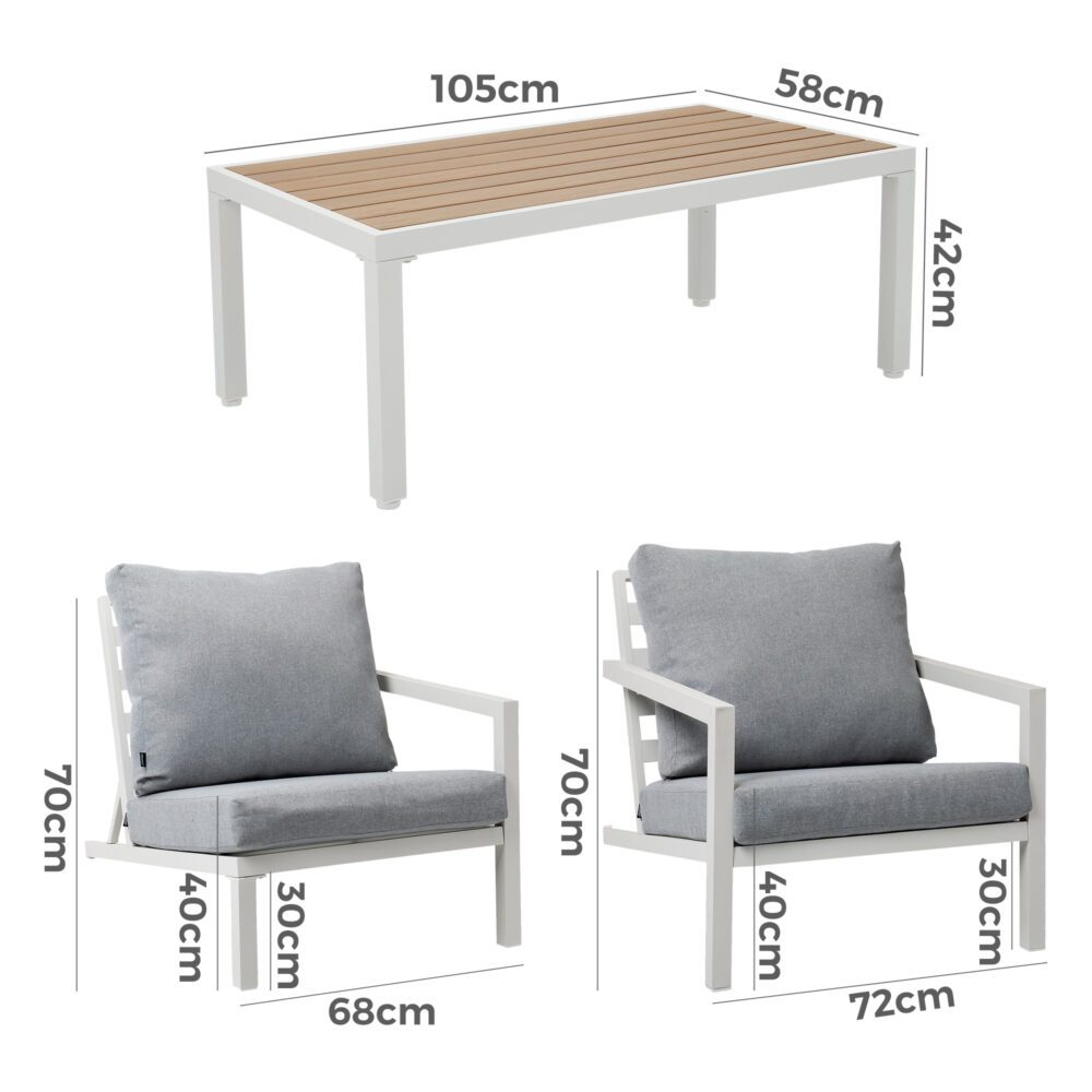 Aidan Garden Furniture Set in White — 5 pieces - Cosy Abode