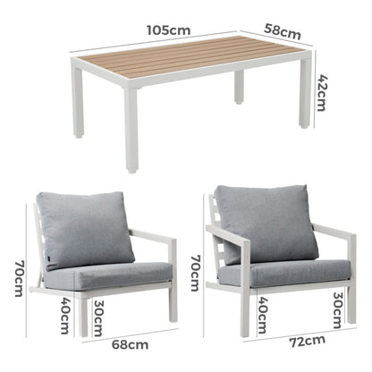 Aidan Garden Furniture Set in White — 5 pieces - Cosy Abode
