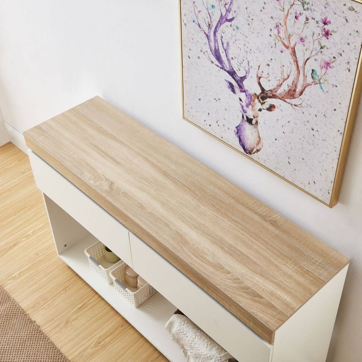 Aiden Coastal White Oak Hallway Table - Cosy Abode