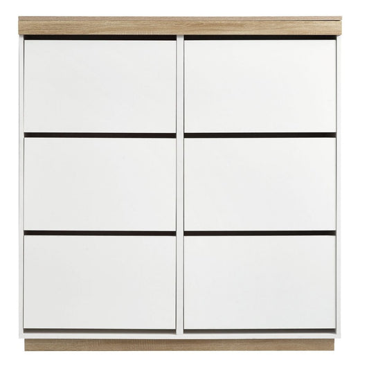 Aiden Coastal White Oak Large Shoe Cabinet - Cosy Abode