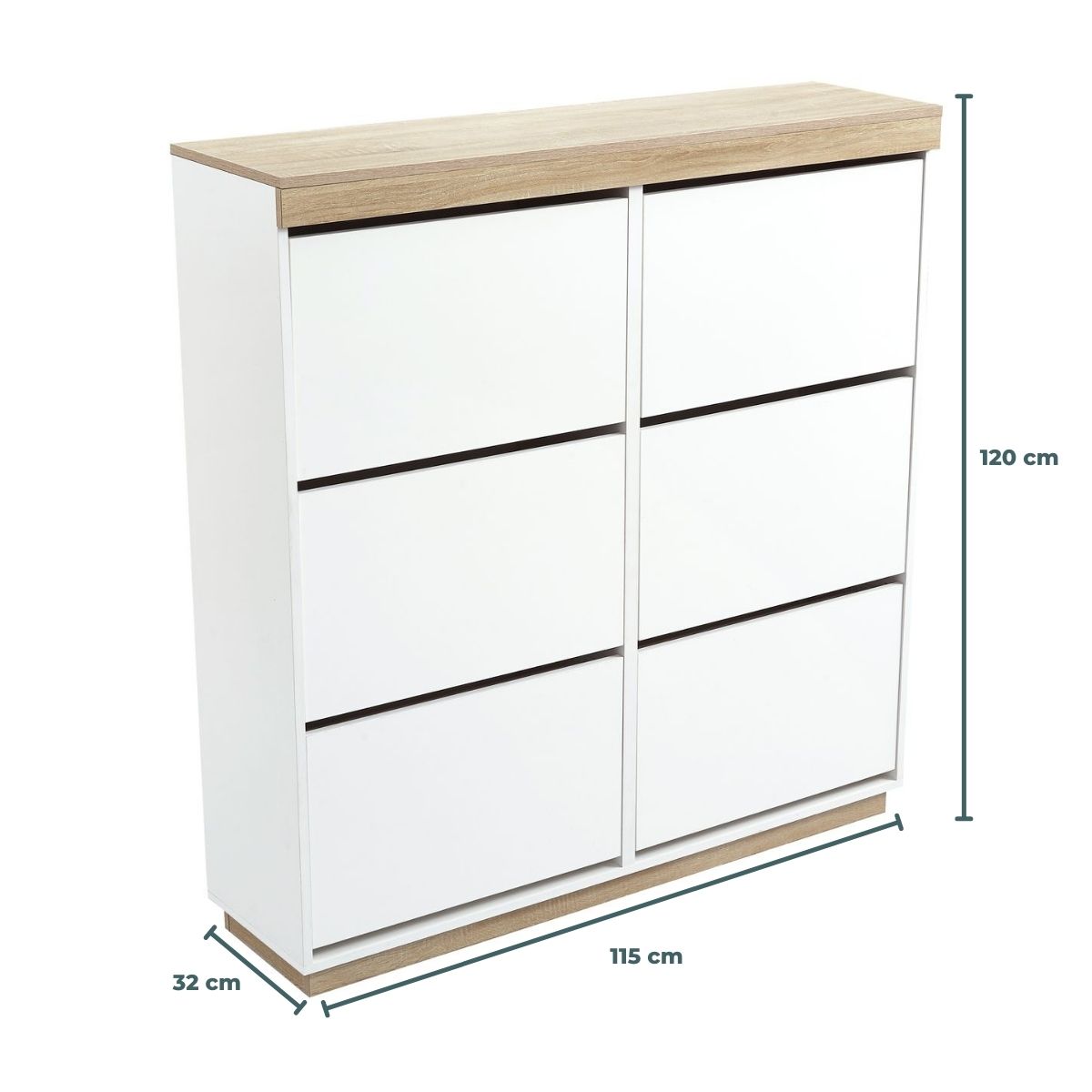 Aiden Coastal White Oak Large Shoe Cabinet - Cosy Abode