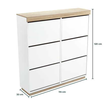 Aiden Coastal White Oak Large Shoe Cabinet - Cosy Abode
