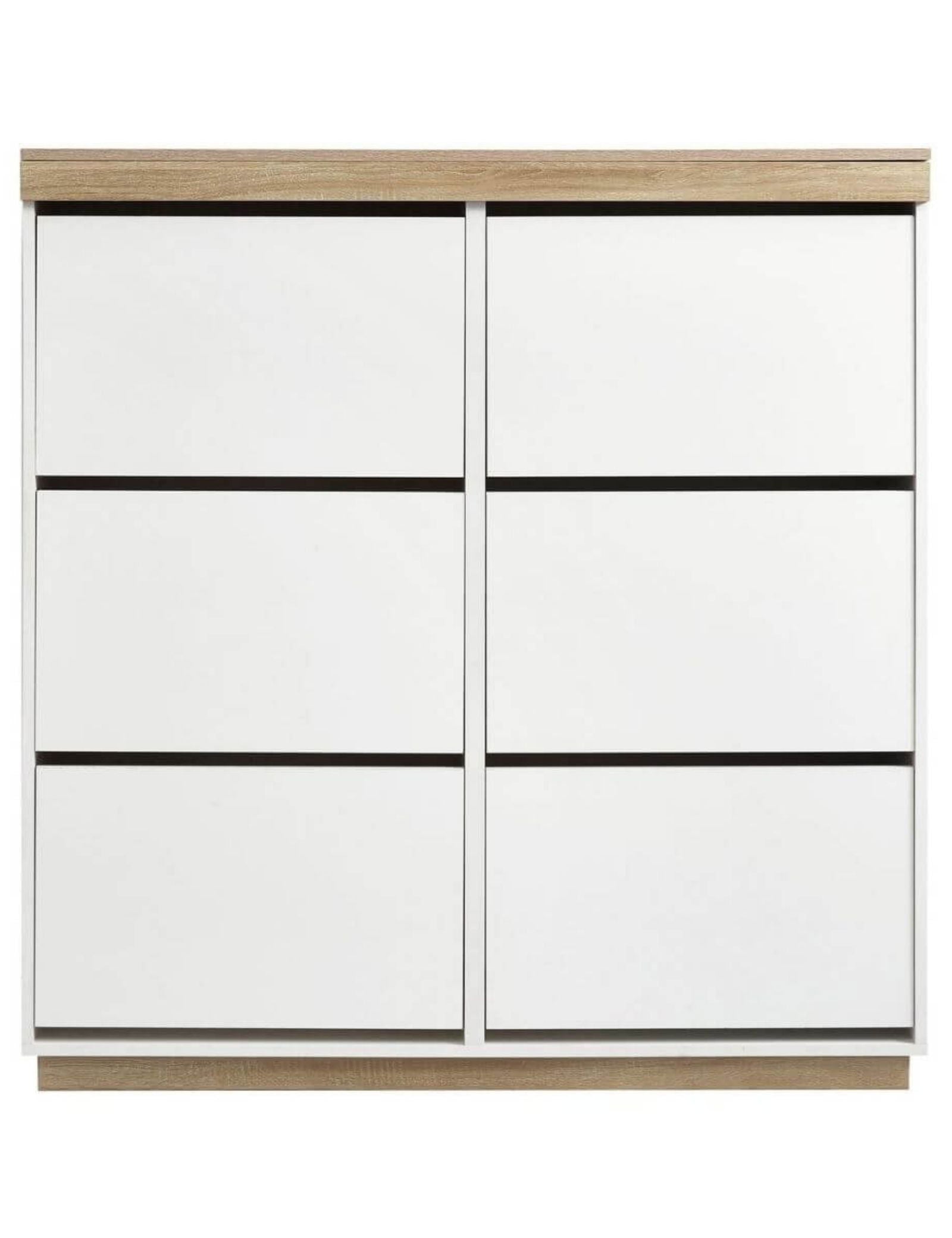 Aiden Coastal White Oak Large Shoe Cabinet - Cosy Abode