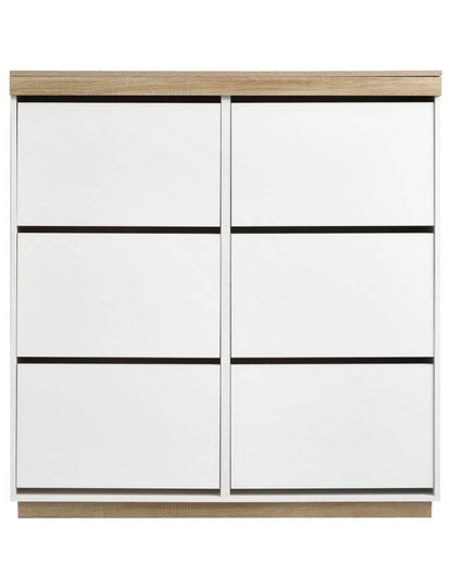 Aiden Coastal White Oak Large Shoe Cabinet - Cosy Abode
