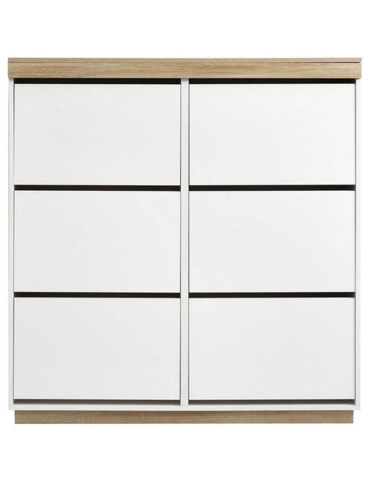 Aiden Coastal White Oak Large Shoe Cabinet - Cosy Abode