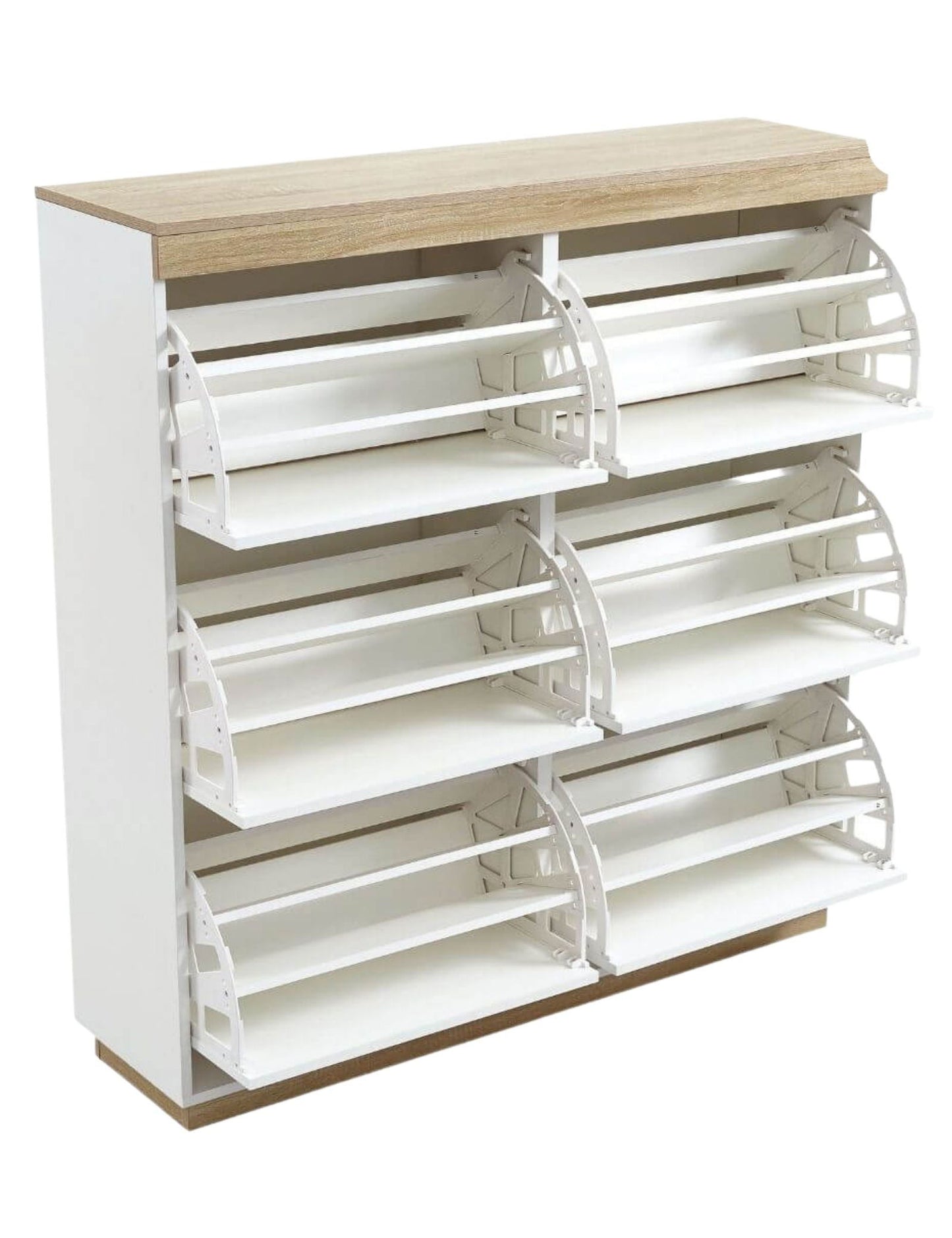 Aiden Coastal White Oak Large Shoe Cabinet - Cosy Abode