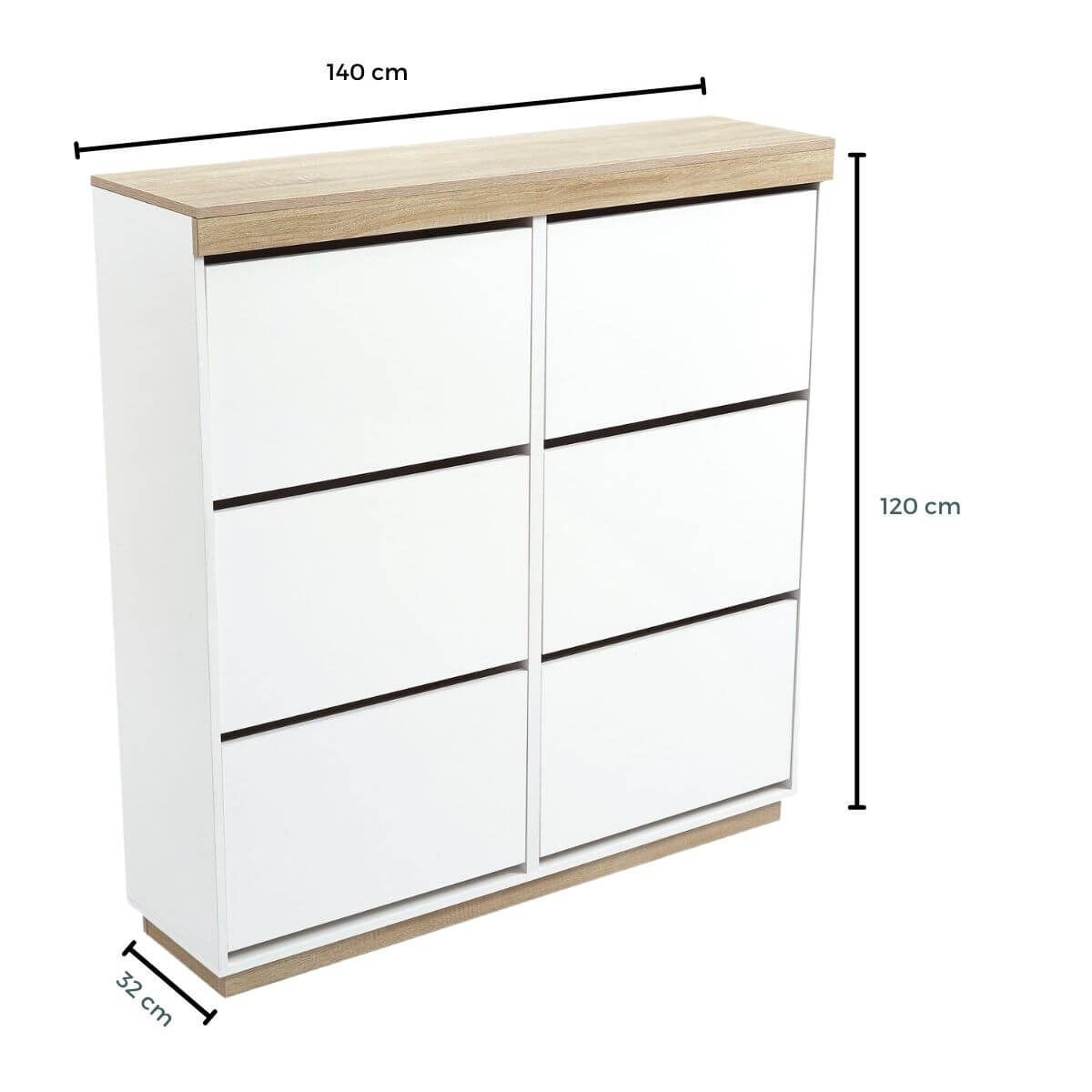 Aiden Coastal White Oak Large Shoe Cabinet - Cosy Abode