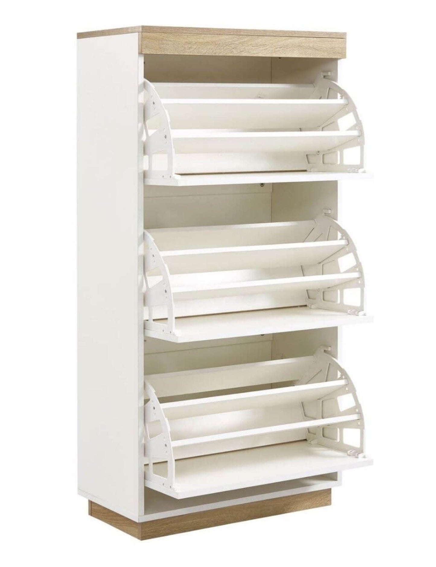 Aiden Coastal White Oak Small Shoe Cabinet - Cosy Abode