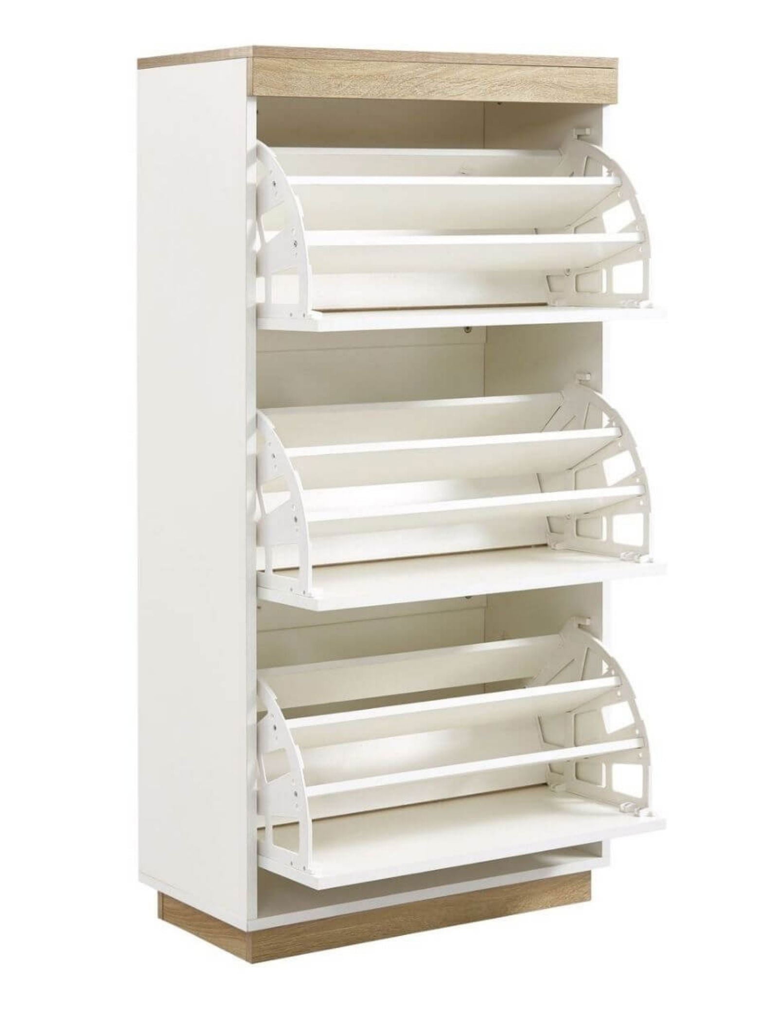 Aiden Coastal White Oak Small Shoe Cabinet - Cosy Abode