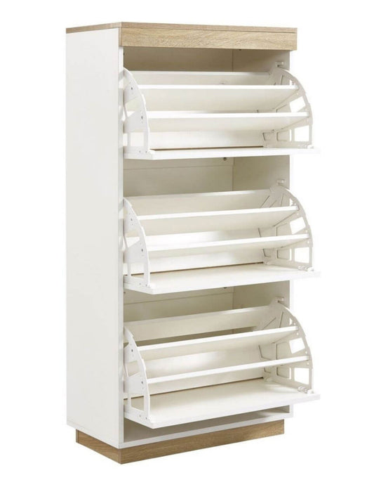 Aiden Coastal White Oak Small Shoe Cabinet - Cosy Abode