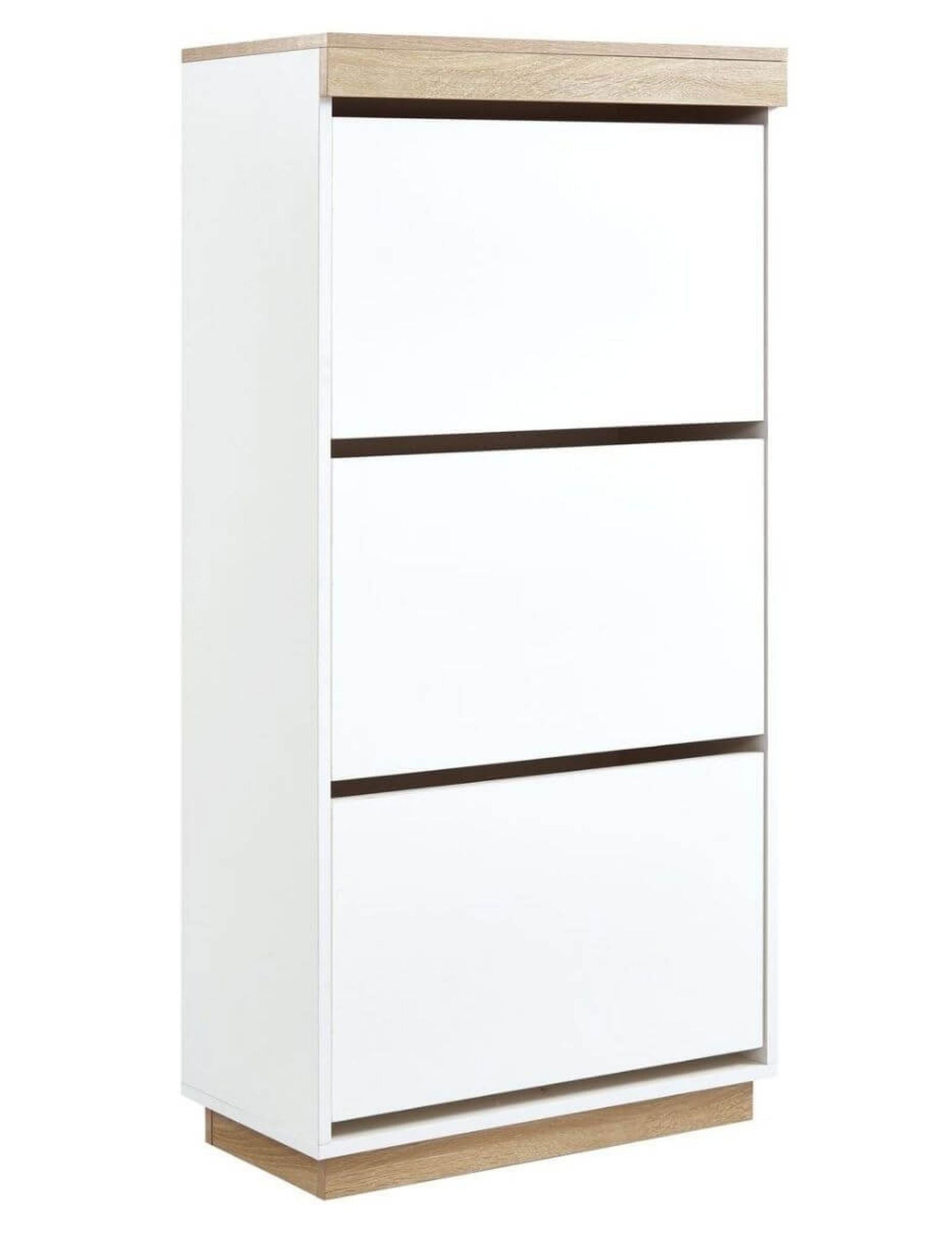 Aiden Coastal White Oak Small Shoe Cabinet - Cosy Abode