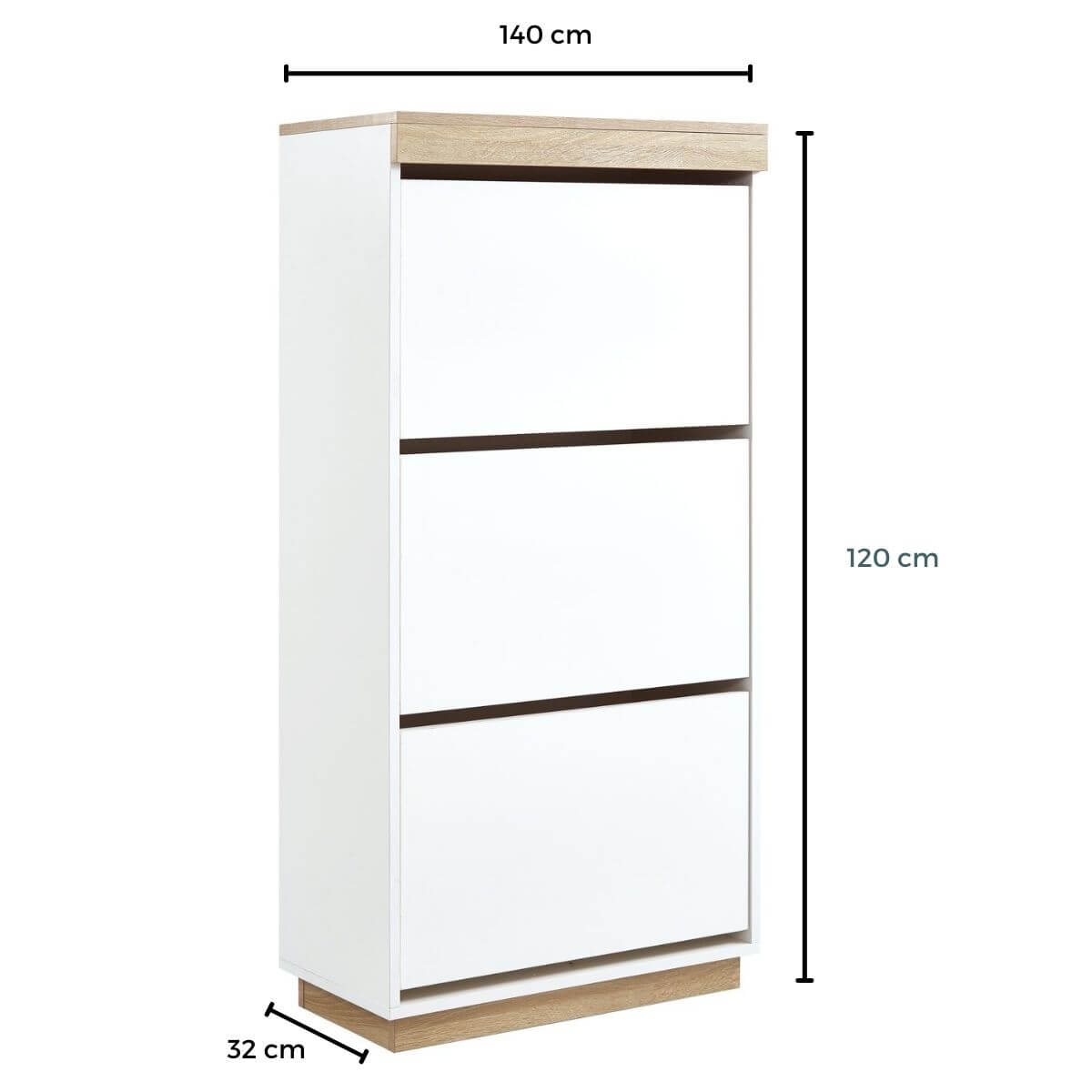 Aiden Coastal White Oak Small Shoe Cabinet - Cosy Abode