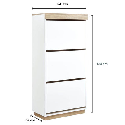 Aiden Coastal White Oak Small Shoe Cabinet - Cosy Abode