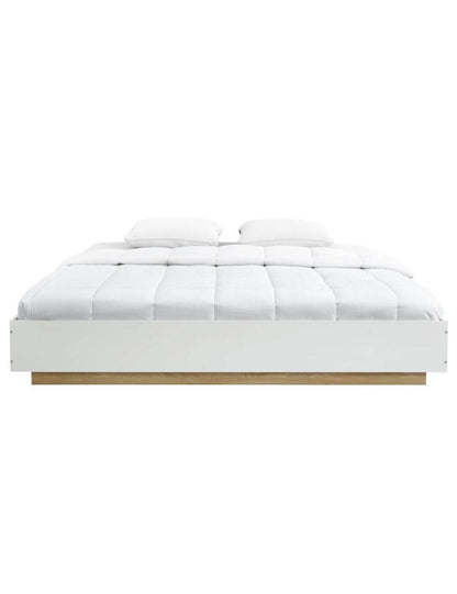 Aiden Industrial Contemporary White King Size Oak Bed Base Bedframe - Cosy Abode