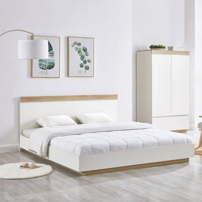 Aiden Industrial Contemporary White Oak Bed Frame - Double - Cosy Abode