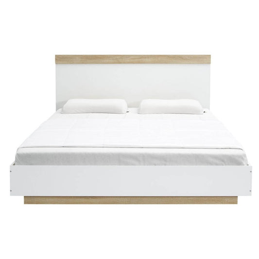 Aiden Industrial Contemporary White Oak Bed Frame Queen Size - Cosy Abode