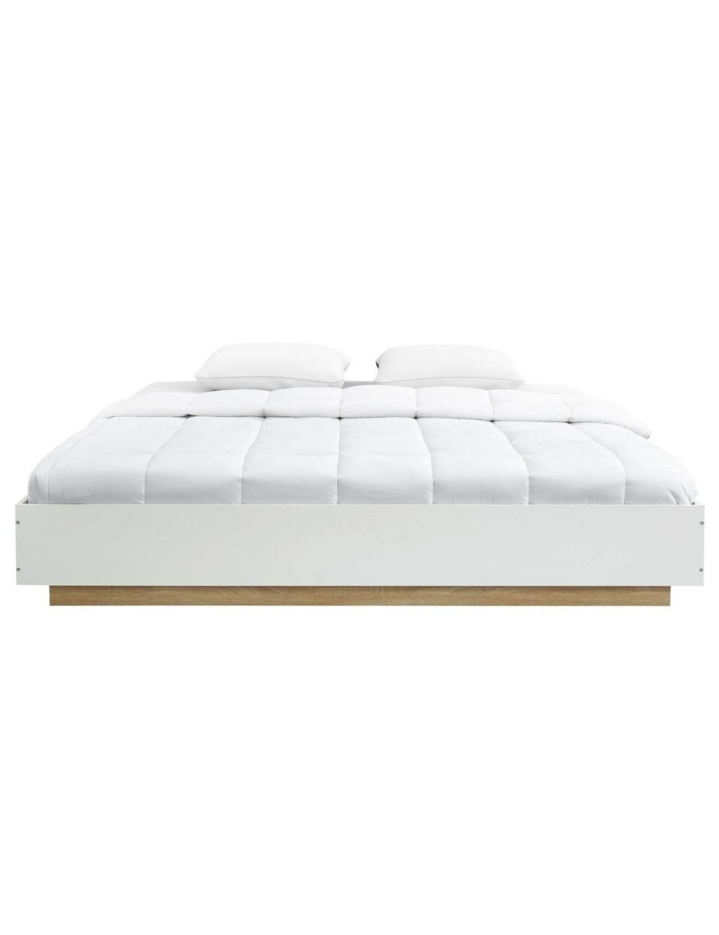 Aiden Industrial Contemporary White Std Double Oak Bed Base - Cosy Abode
