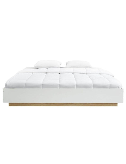 Aiden Industrial Contemporary White Std Double Oak Bed Base - Cosy Abode
