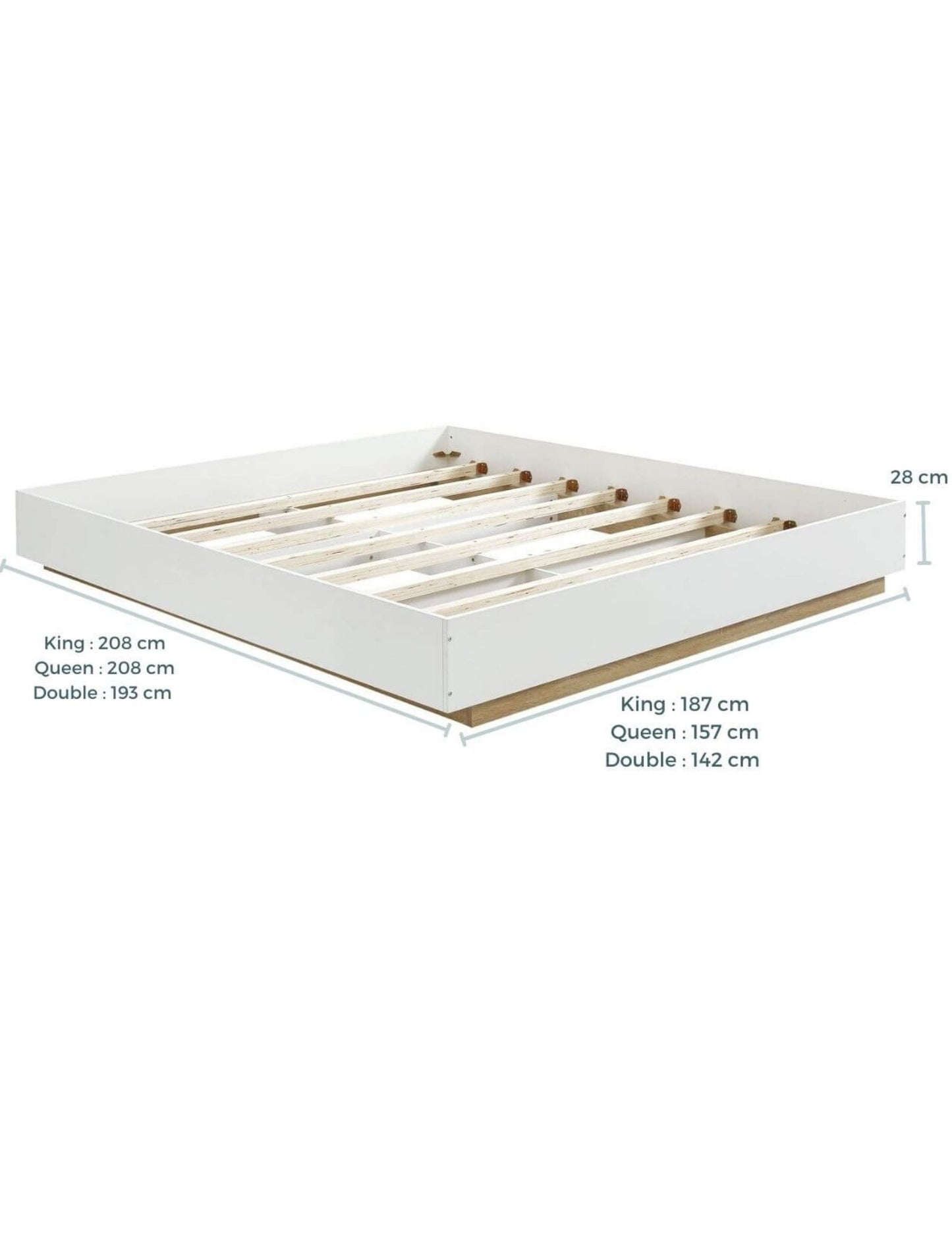 Aiden Industrial Contemporary White Std Double Oak Bed Base - Cosy Abode