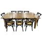 Aksa 9pc Dining Set 210-310cm Extension Timber Table 8 Black Cross Back Chair - Cosy Abode