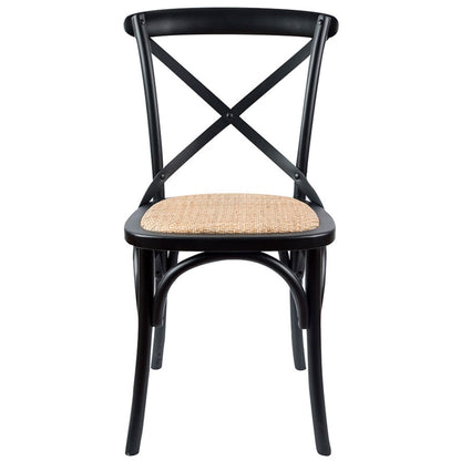 Aksa 9pc Dining Set 210-310cm Extension Timber Table 8 Black Cross Back Chair - Cosy Abode