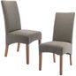 Aksa Fabric Upholstered Dining Chair Set of 2 Solid Pine Wood Furniture - Grey - Cosy Abode