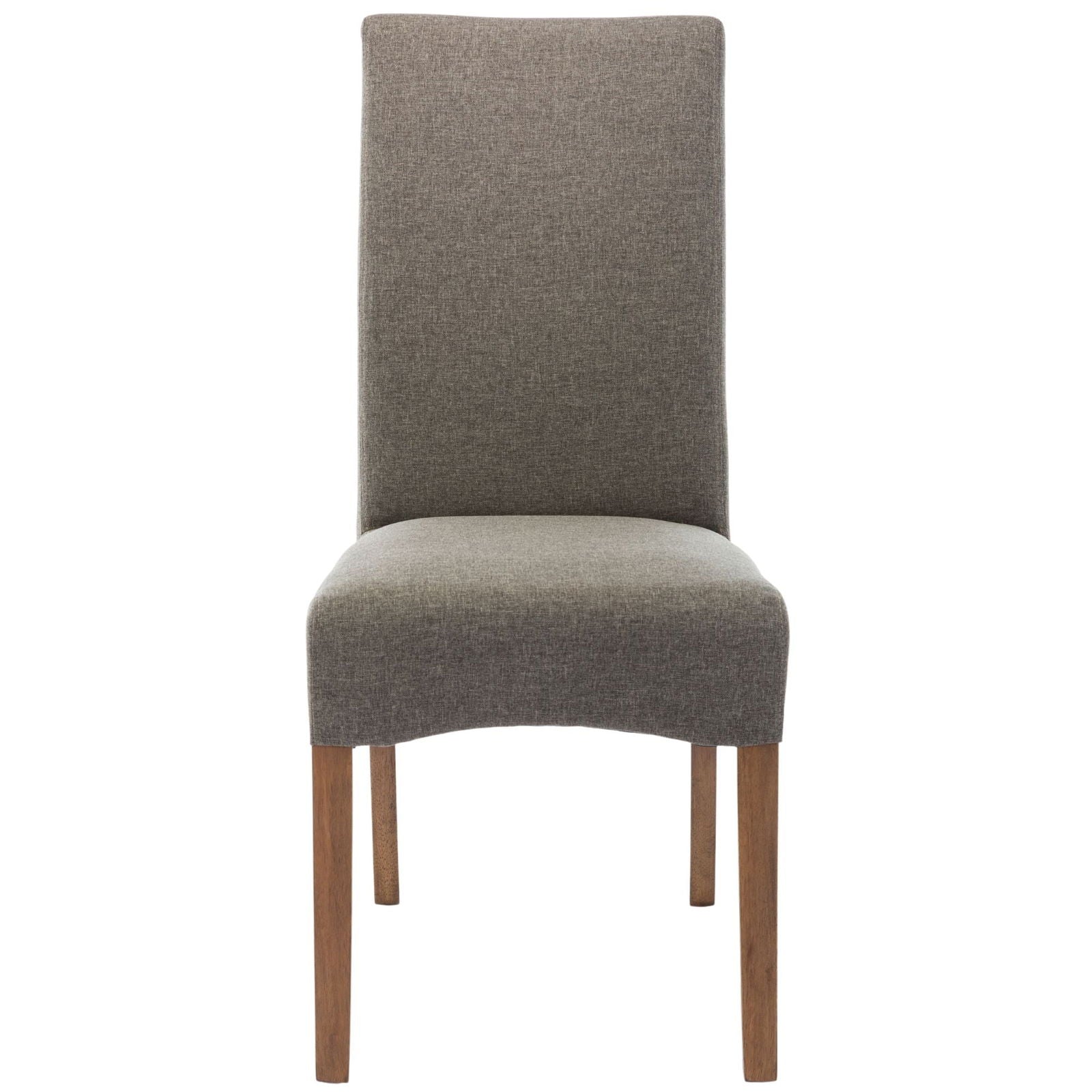 Aksa Fabric Upholstered Dining Chair Set of 2 Solid Pine Wood Furniture - Grey - Cosy Abode