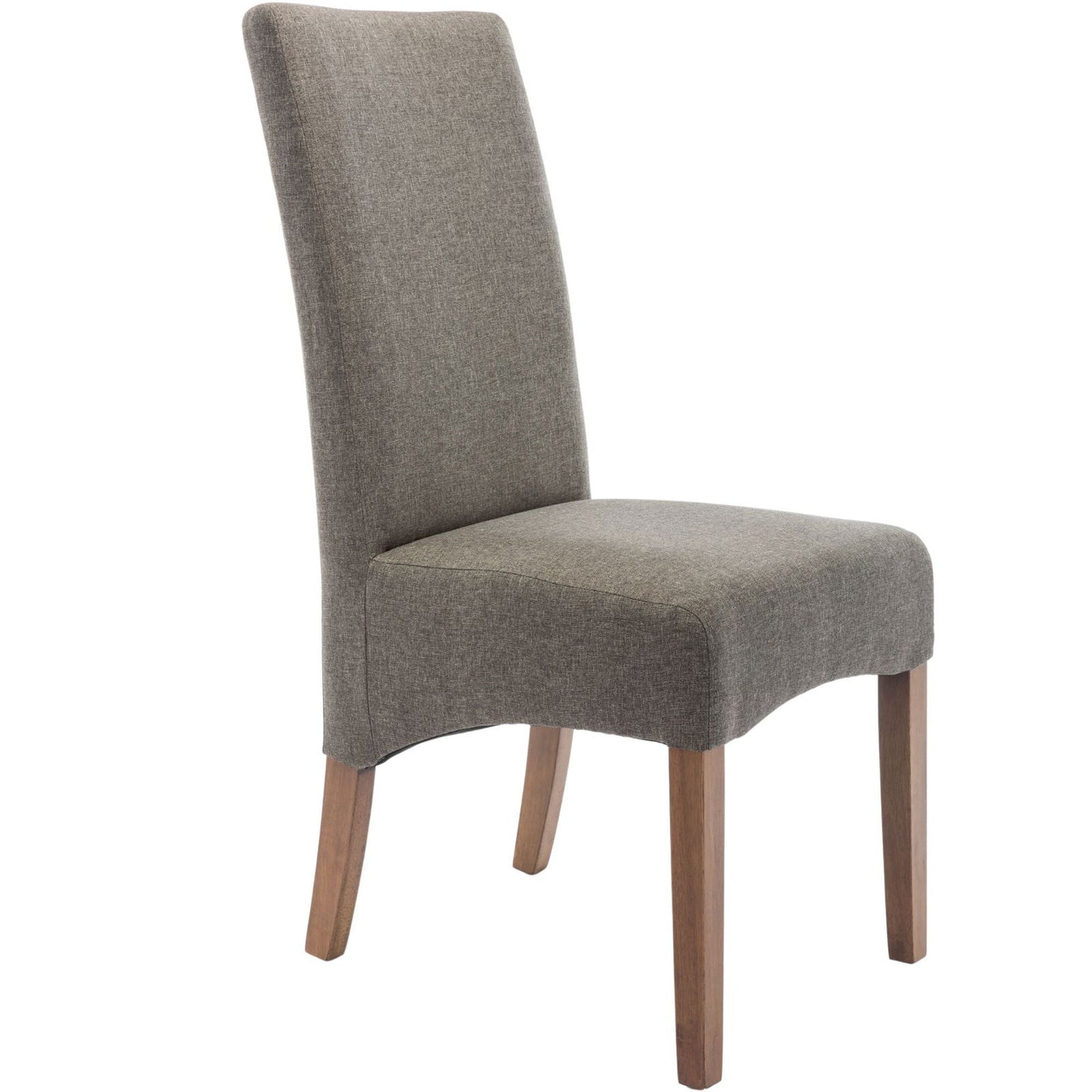 Aksa Fabric Upholstered Dining Chair Set of 2 Solid Pine Wood Furniture - Grey - Cosy Abode