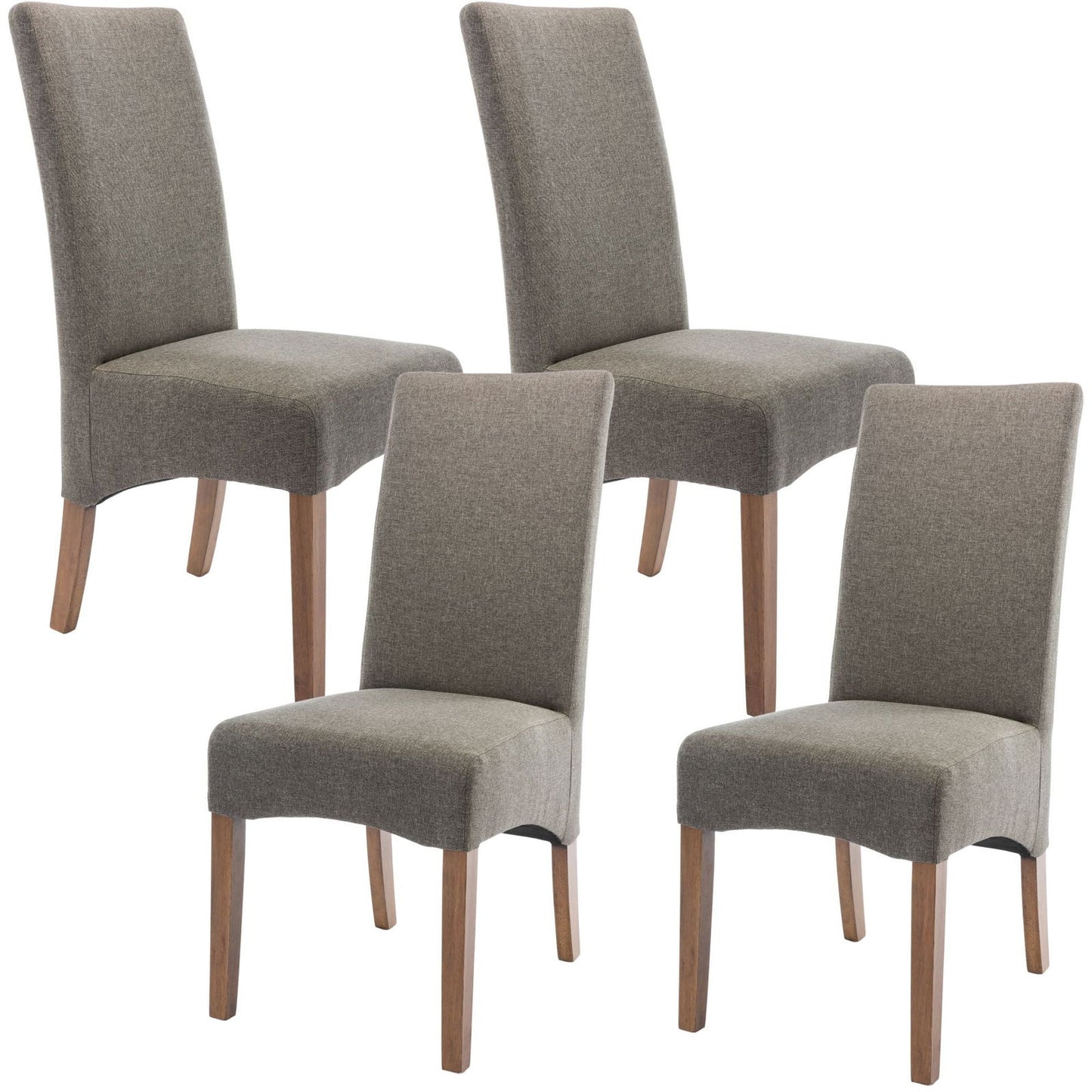 Aksa Fabric Upholstered Dining Chair Set of 4 Solid Pine Wood Furniture - Grey - Cosy Abode