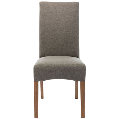 Aksa Fabric Upholstered Dining Chair Set of 8 Solid Pine Wood Furniture - Grey - Cosy Abode