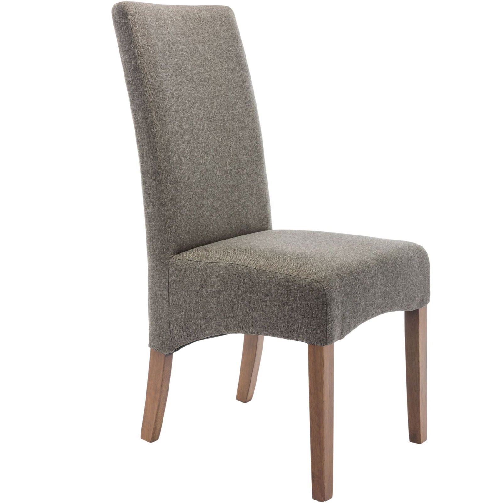 Aksa Fabric Upholstered Dining Chair Set of 8 Solid Pine Wood Furniture - Grey - Cosy Abode