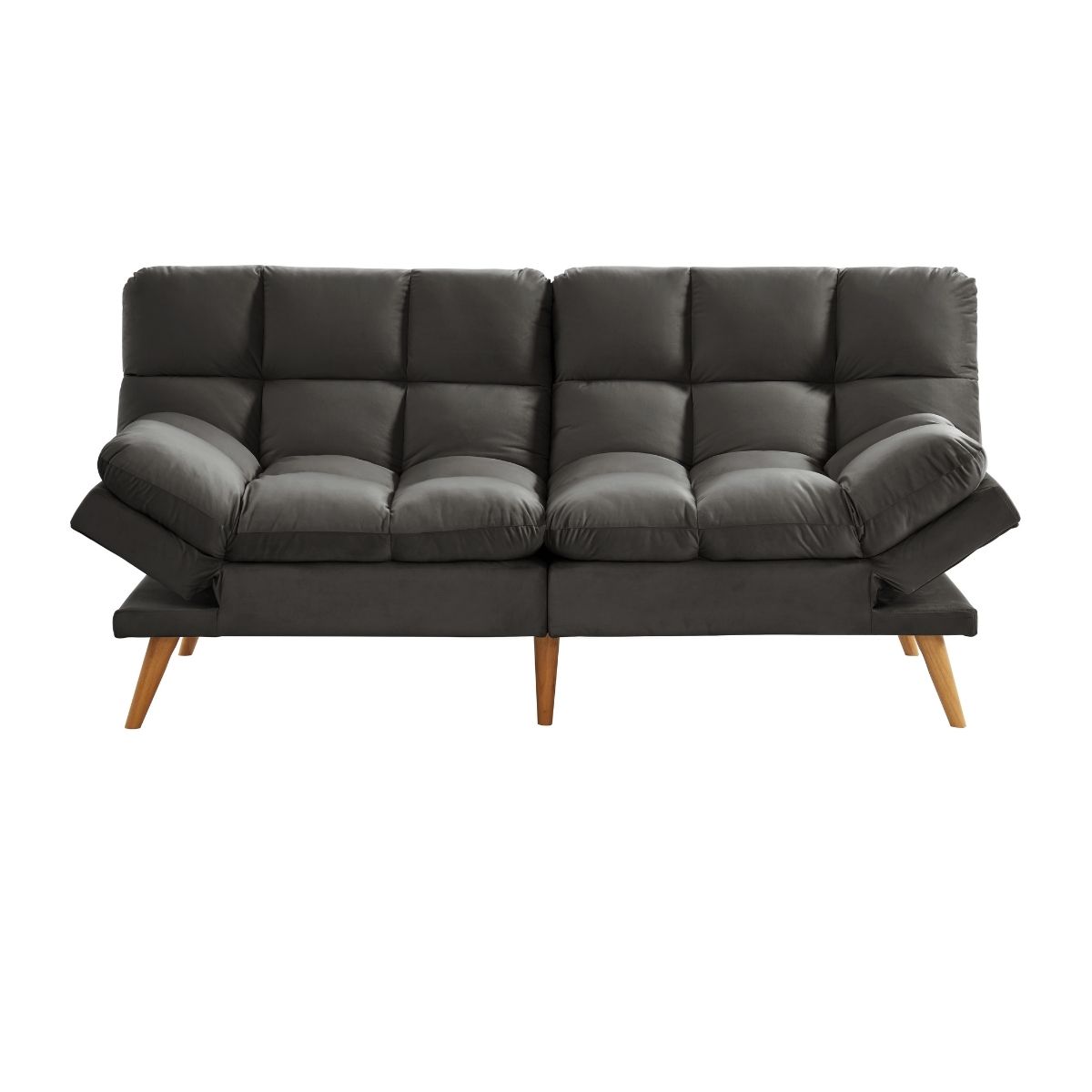 Alexa 3 Seater Velvet Sofa Bed Futon Charcoal - Cosy Abode