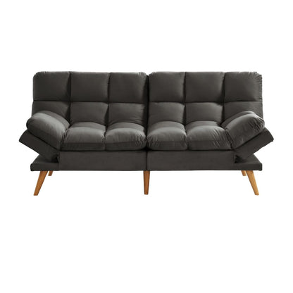 Alexa 3 Seater Velvet Sofa Bed Futon Charcoal - Cosy Abode