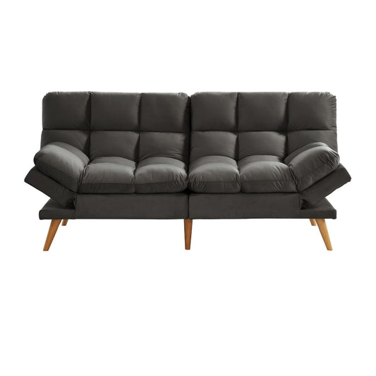 Alexa 3 Seater Velvet Sofa Bed Futon Charcoal - Cosy Abode
