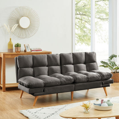 Alexa 3 Seater Velvet Sofa Bed Futon Charcoal - Cosy Abode