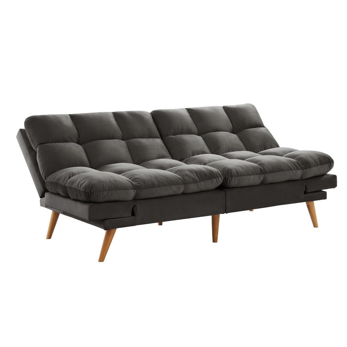 Alexa 3 Seater Velvet Sofa Bed Futon Charcoal - Cosy Abode