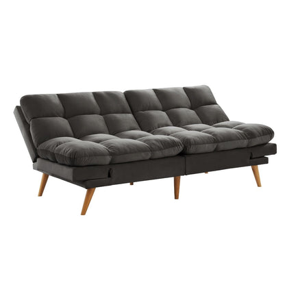 Alexa 3 Seater Velvet Sofa Bed Futon Charcoal - Cosy Abode