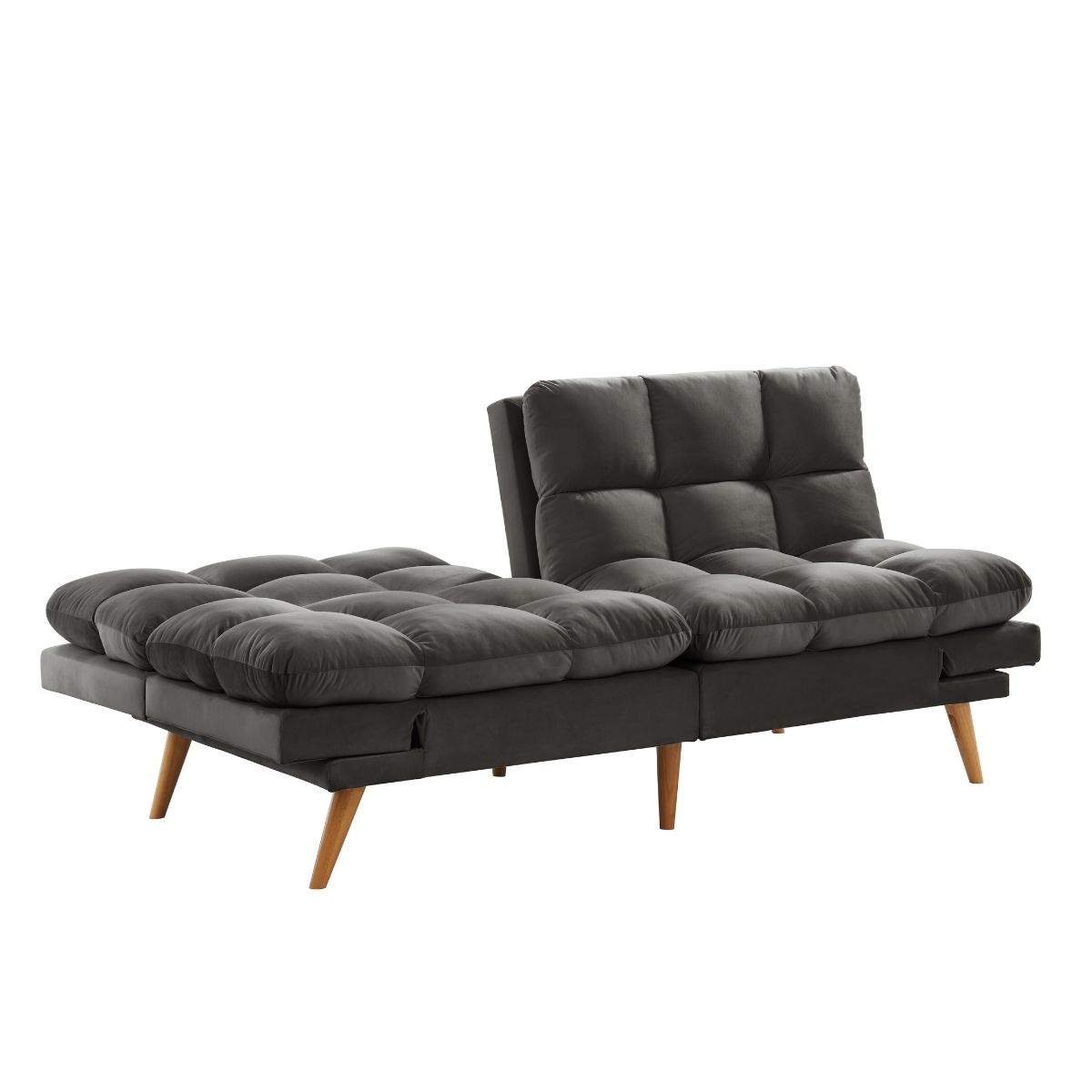 Alexa 3 Seater Velvet Sofa Bed Futon Charcoal - Cosy Abode