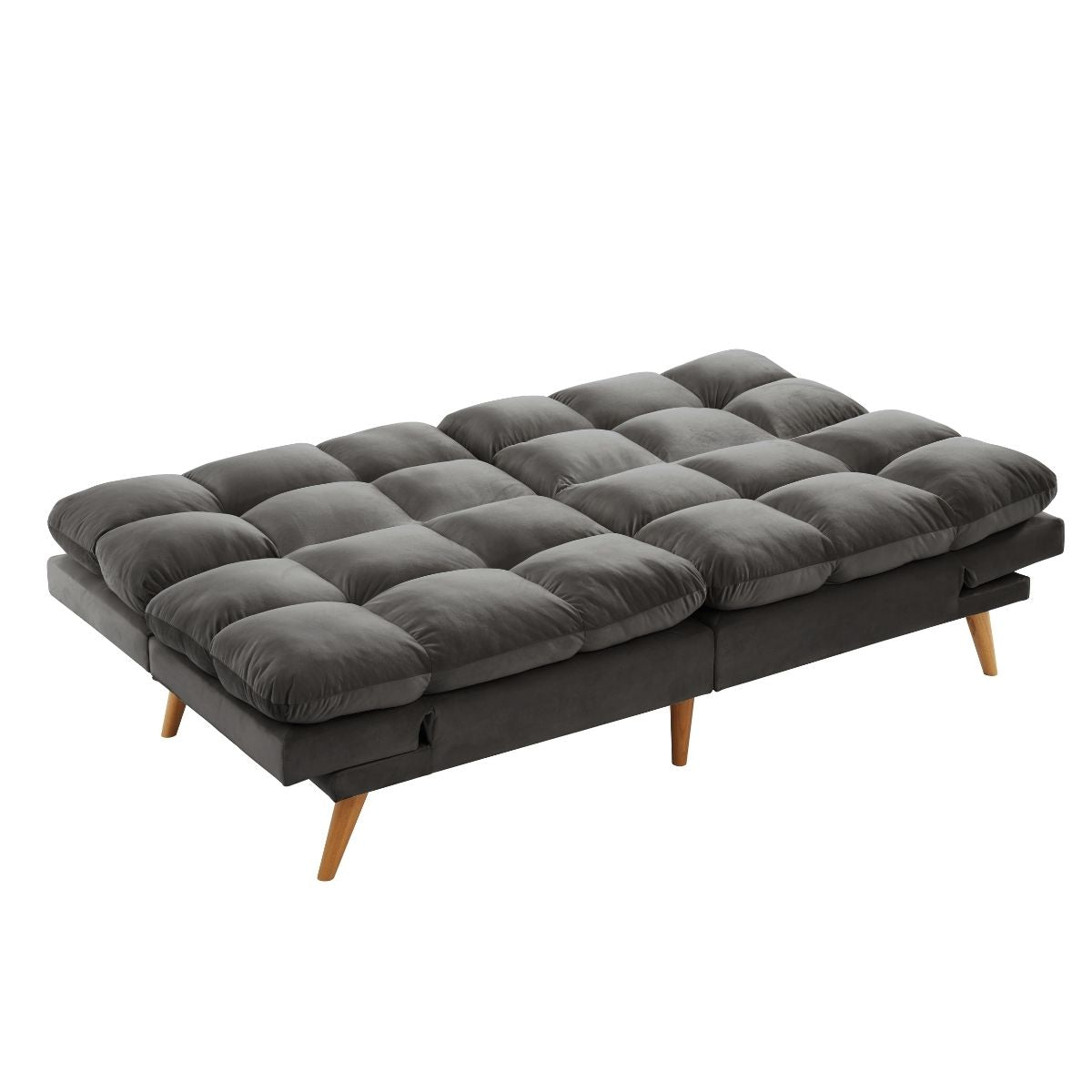 Alexa 3 Seater Velvet Sofa Bed Futon Charcoal - Cosy Abode