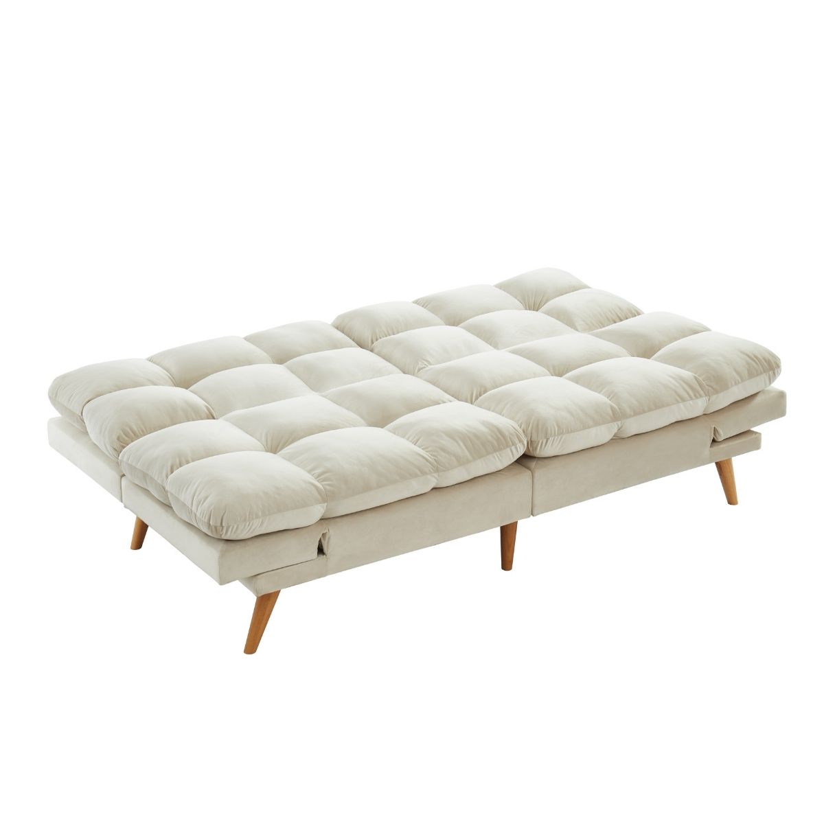Alexa 3 Seater Velvet Sofa Bed Futon Cream - Cosy Abode